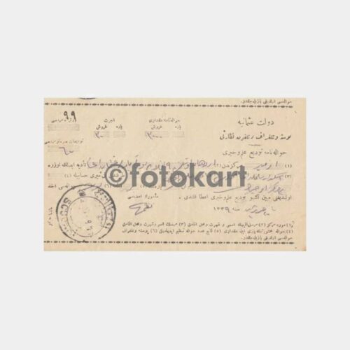 1927 Osmanlıca Pullu Damgalı Makbuz