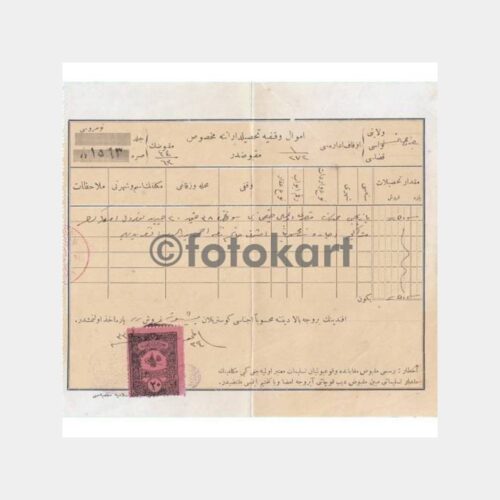 1928 Osmanlıca Pullu Damgalı Makbuz