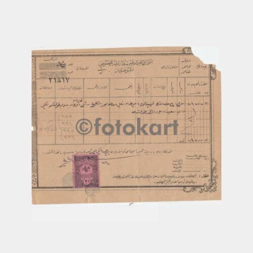 1928 Osmanlıca Pullu Damgalı Makbuz