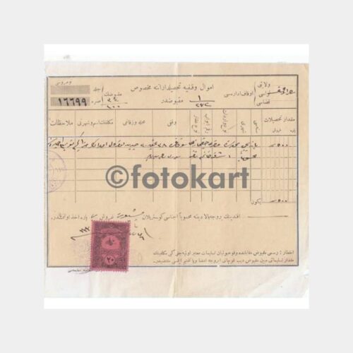 1928 Osmanlıca Pullu Damgalı Makbuz