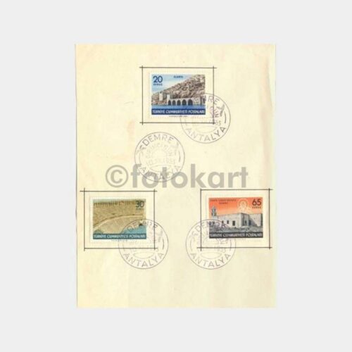 1955 Antalya Demre Serisi Kağıtta Özel Damgalar
