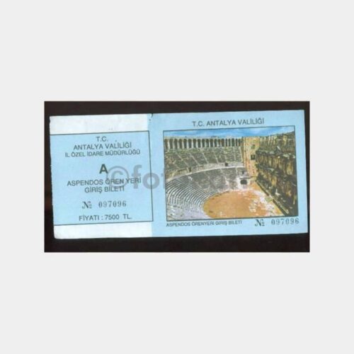 1980 Antalya Aspendos Ören Müzesi Giriş Bileti