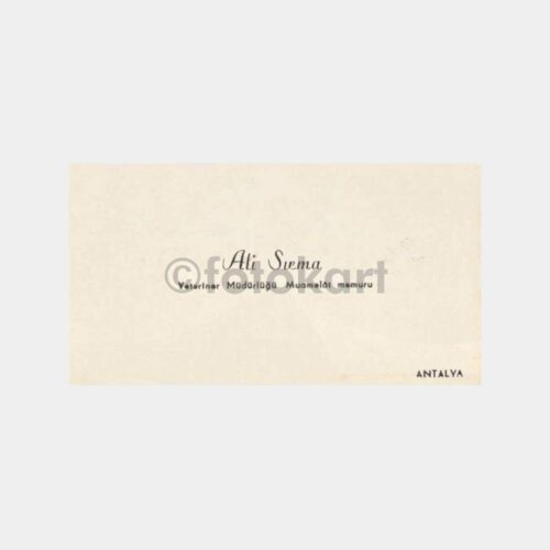 1964 Antalya Ali Sırma Veteriner Kartvizit