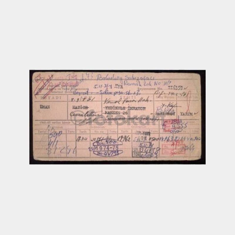 1961 Bakırköy Kömür Deposu Kartı