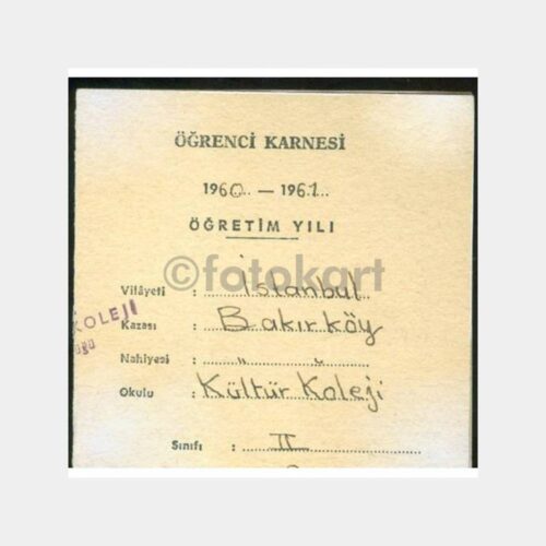 1960 Bakırköy Kültür Koleji Karnesi