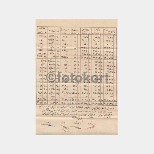 1923 Osmanlıca 2 Sayfa İmzalı Çizelge Liste