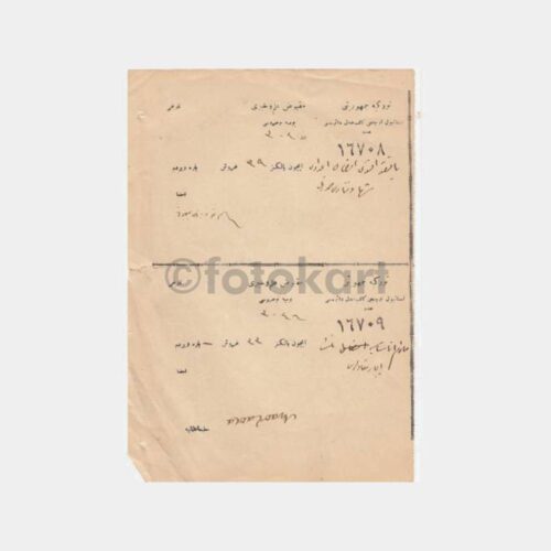 Osmanlıca 2 Adet Makbuz