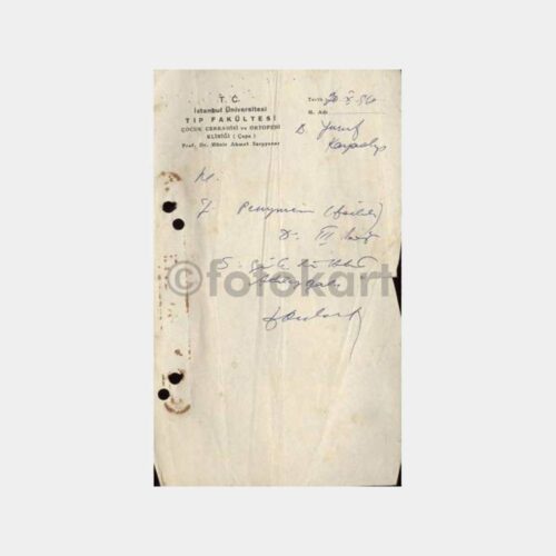 1960 İstanbul Tıp Fakültesi Reçetesi