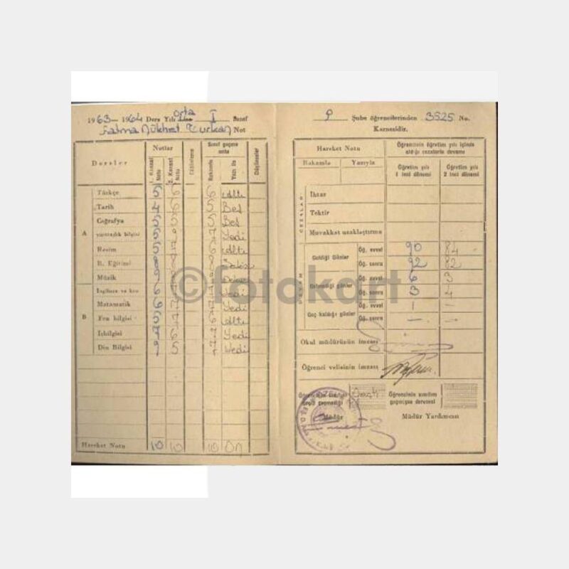 1963 TED Ankara Koleji Karnesi