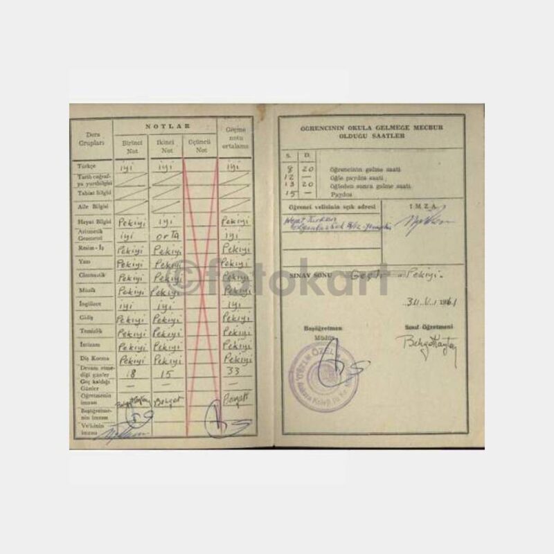 1960 TED Ankara Koleji Karnesi