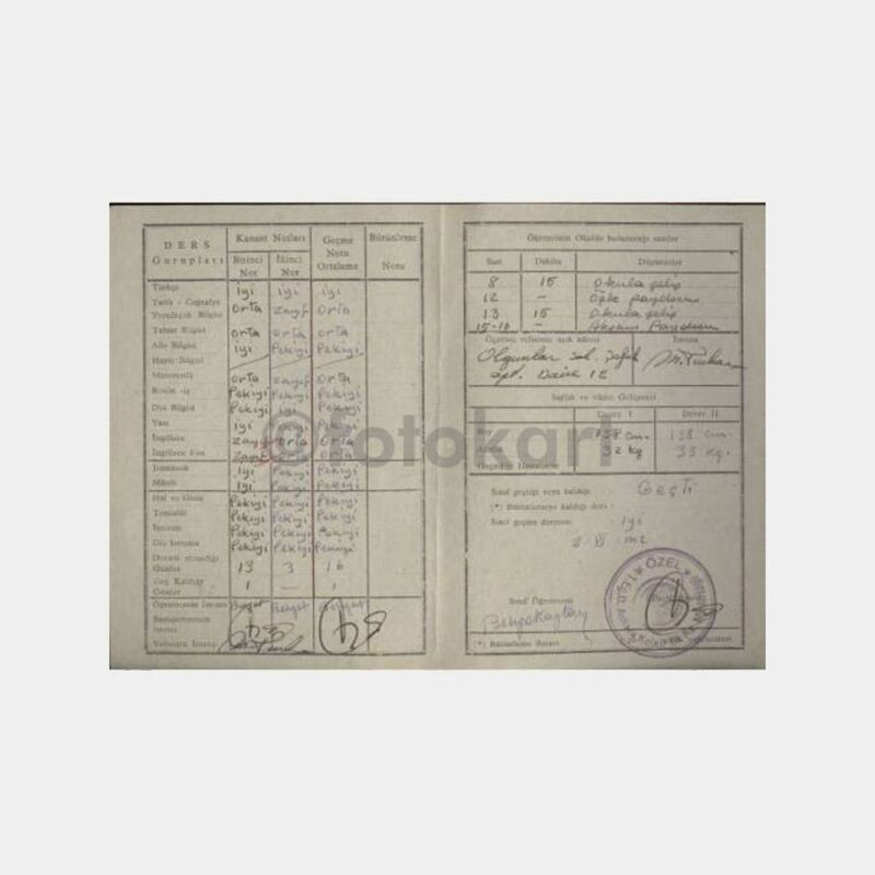 1961 TED Ankara Koleji Karnesi - Görsel 2