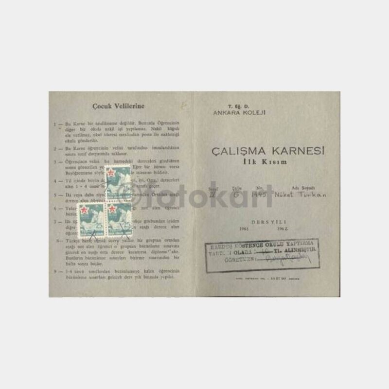 1961 TED Ankara Koleji Karnesi