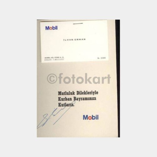 Ankara Mobil Oil Türk A.Ş. İlhan Erman Tebrik Kartı