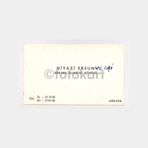 Ankara Niyazi Ersun Kambiyo Müdürü Kartvizit