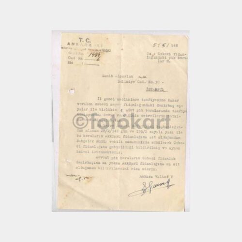 1948 Ankara Cebeci Fidanlık Teknik Ziraat Yazı