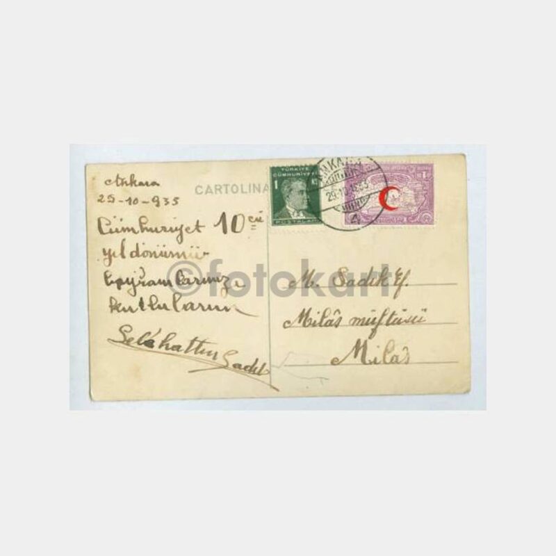 1933 29 Ekim Cumhuriyet 10 Yıl Damgalı Ankara Kartpostal - Görsel 2