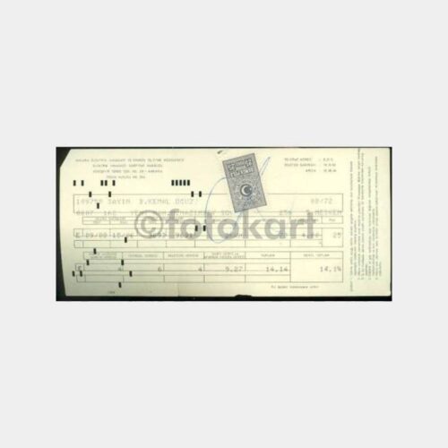 1973 Ankara EGO Elektrik Sarf Kartlı Fatura