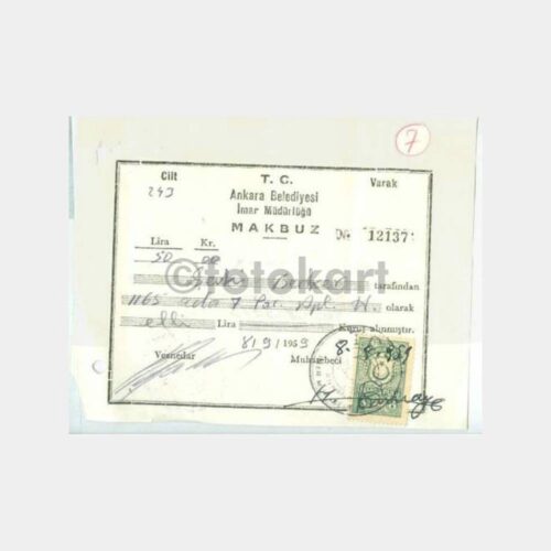 1959 Ankara Belediyesi İmar Makbuzu