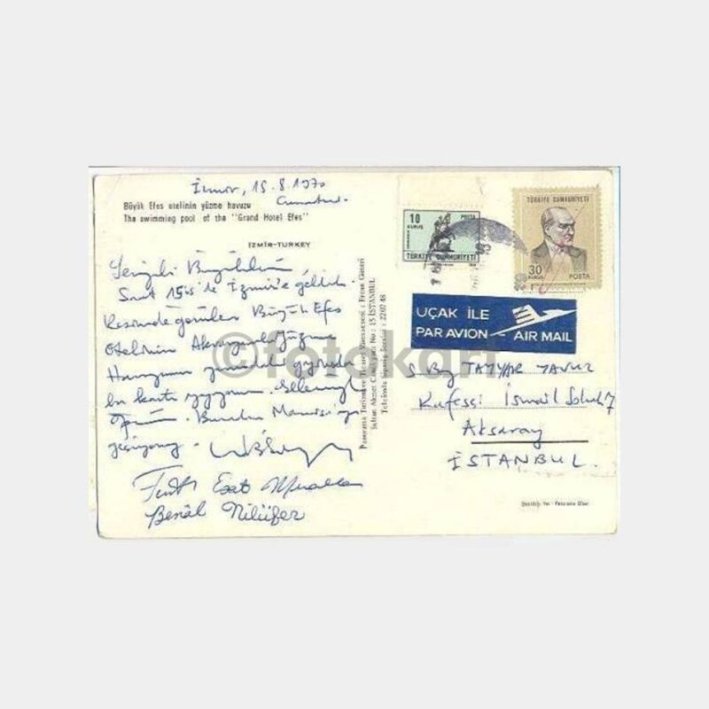 1970 İzmir Efes Oteli Havuzu Kartpostal - Görsel 2
