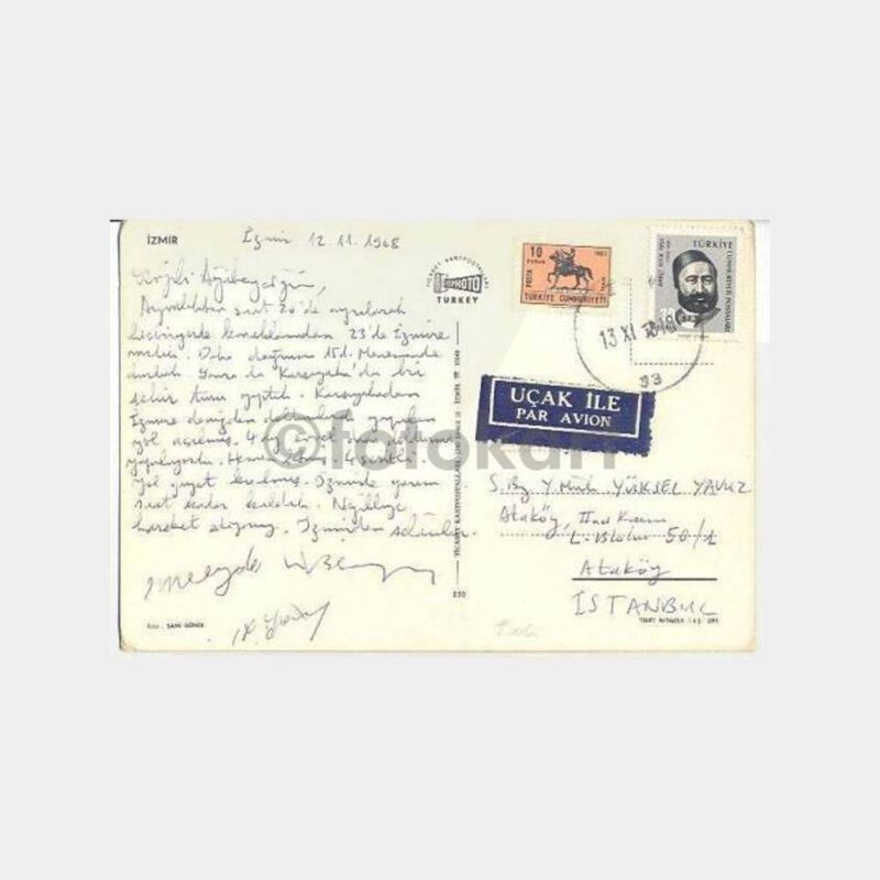 1968 İzmir 4 Görünüş Kartpostal - Görsel 2