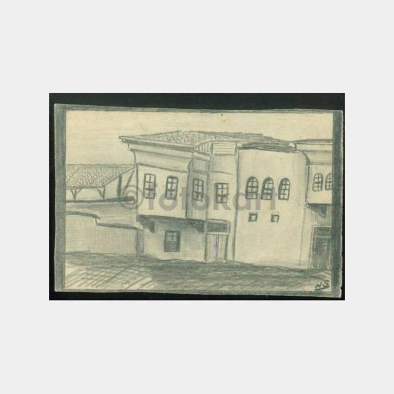 1941 Malatya Tarihi Ev Karakalem Çizim Kart