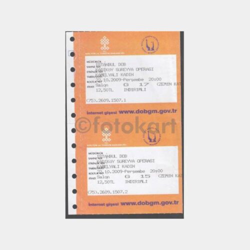 Süreyya Operası -Koleksiyon Amaçlı- Eski Bilet