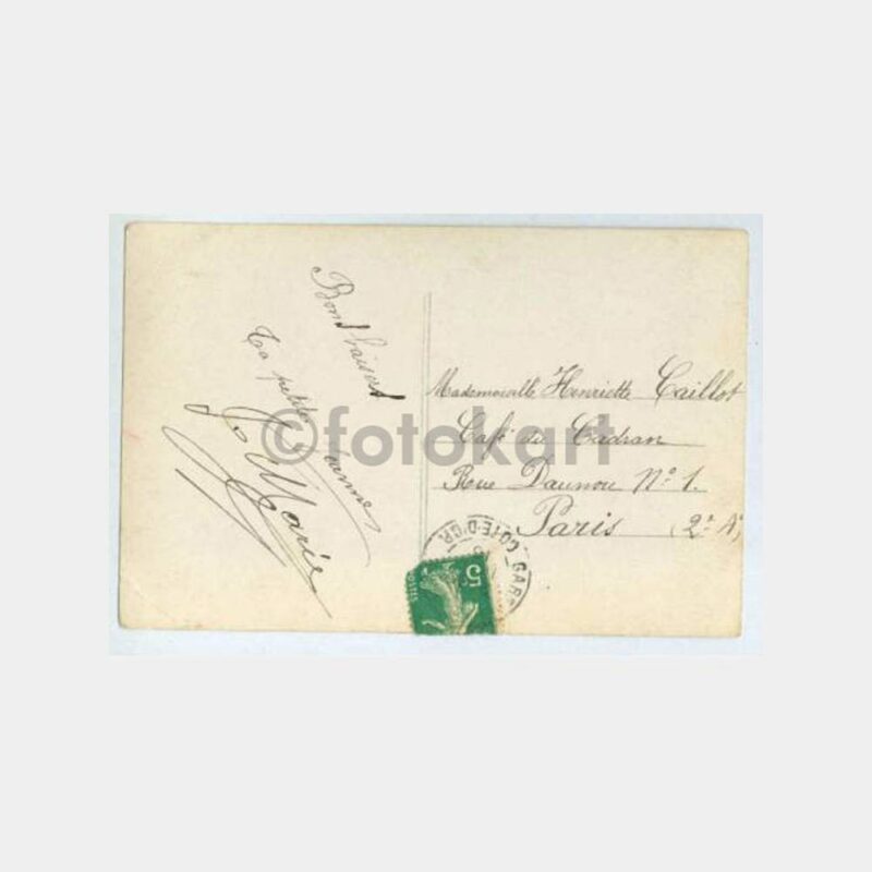 1915 Fransa Eski Otomobil ve Kadın Damgalı Kartpostal - Görsel 2
