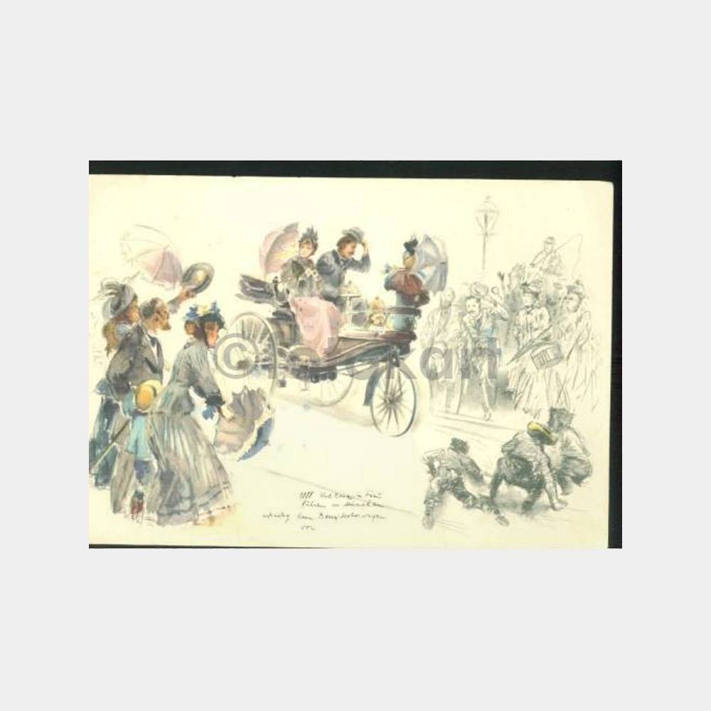 1888 Model Mercedes Klasik Otomobil Kartpostal