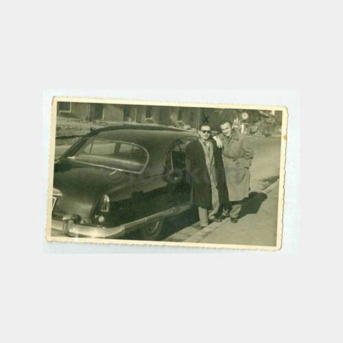 1954 Eski Otomobil Konulu 2 Adet Fotoğraf