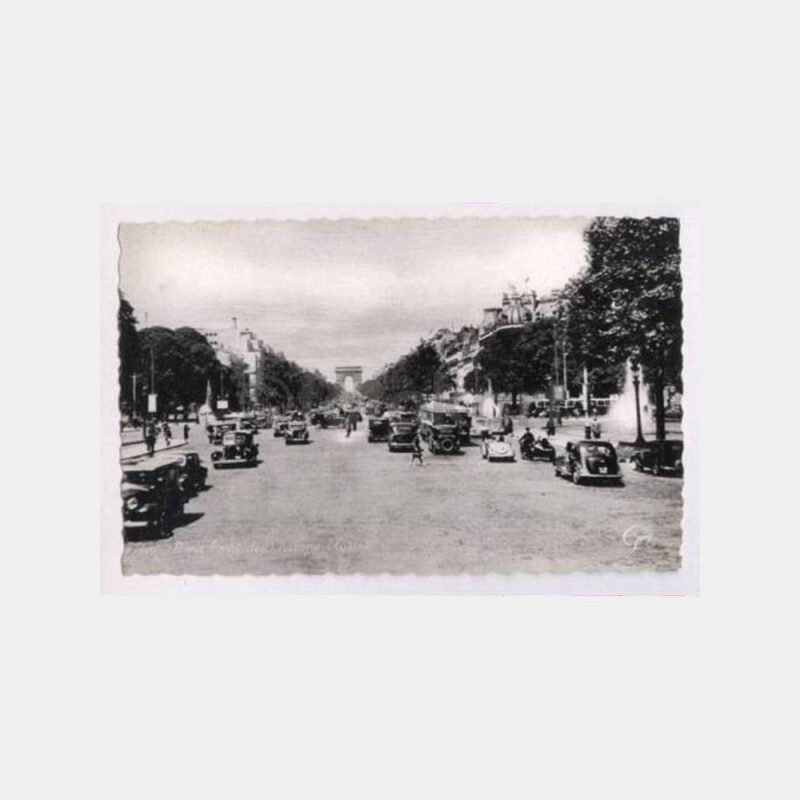 1930 Paris Şanzelize Eski Otomobiller Kartpostal