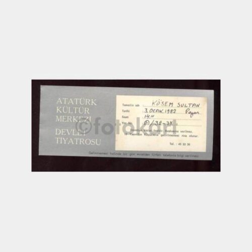 1982 Kösem Sultan Devlet Tiyatrosu Davetiyesi