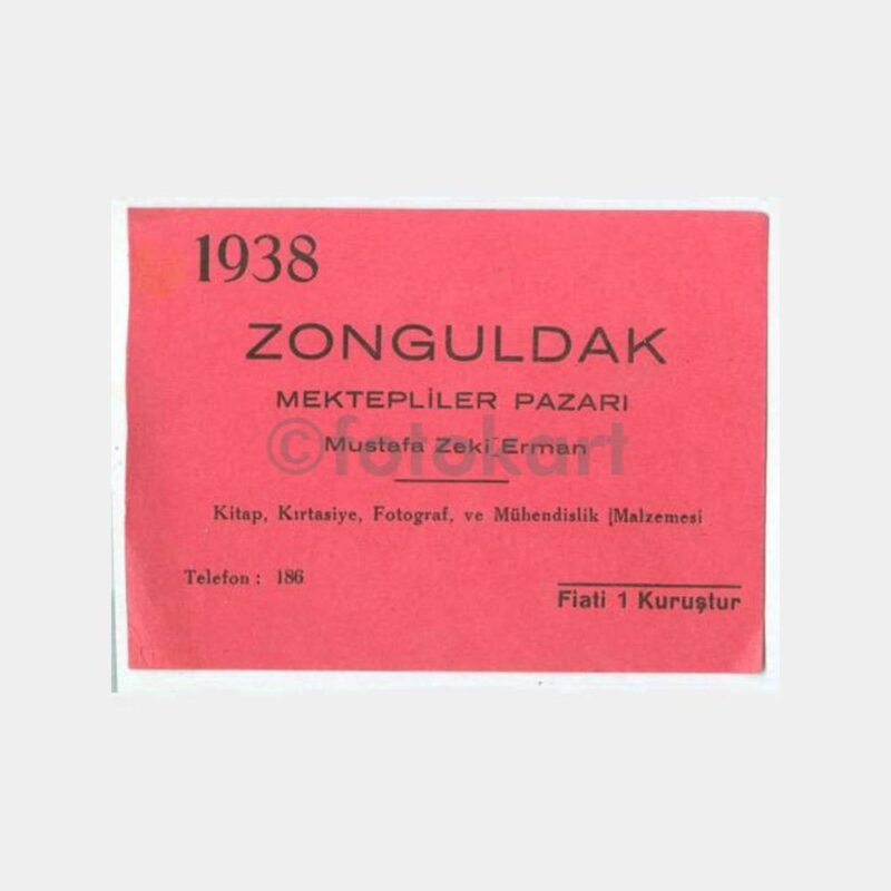 1938 Zonguldak Mektepliler Pazarı İşyeri Kart