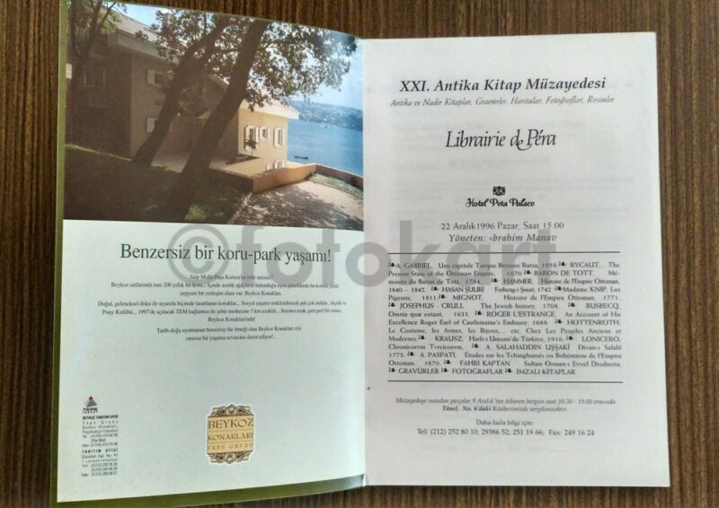 1996 Librairie de Péra XXI. Antika Kitap Müzayedesi Katalog - Görsel 2