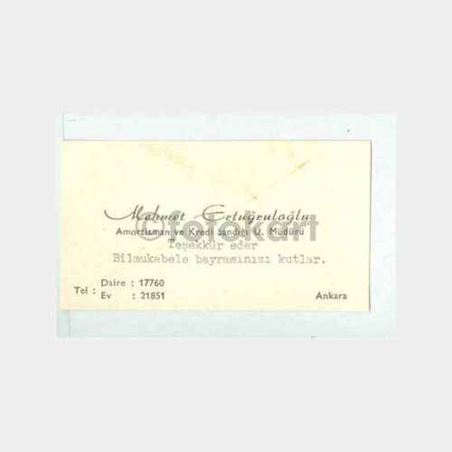 Ankara Amortisman Kredi Sandığı Kartvizit