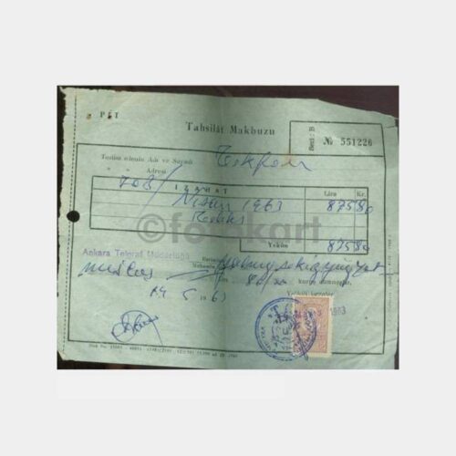 1963 Ankara Telgraf Md Teleks Makbuzu