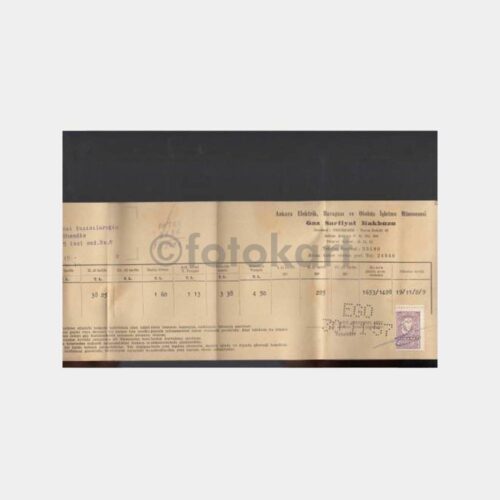 1957 Ankara EGO Elektrik Sarf Makbuzu