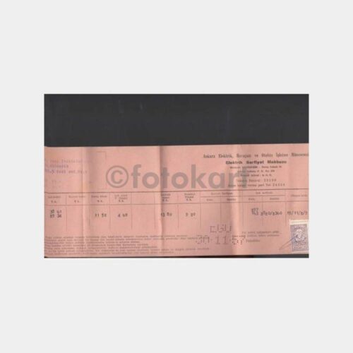 1957 Ankara EGO Elektrik Sarf Makbuzu