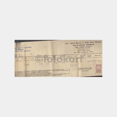 1955 Ankara EGO Gaz Sarfiyat Makbuzu