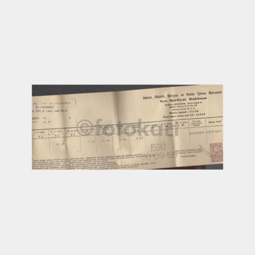 1955 Ankara EGO Gaz Sarfiyat Makbuzu