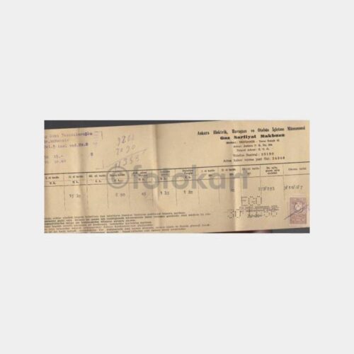 1955 Ankara EGO Gaz Sarfiyat Makbuzu