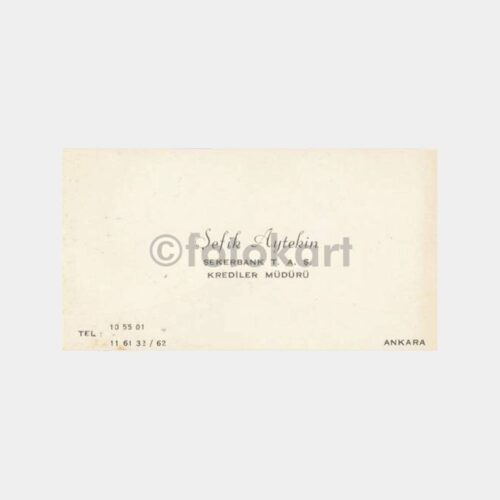 Ankara Şefik Aytekin Şekerbank Konulu Eski Kartvizit