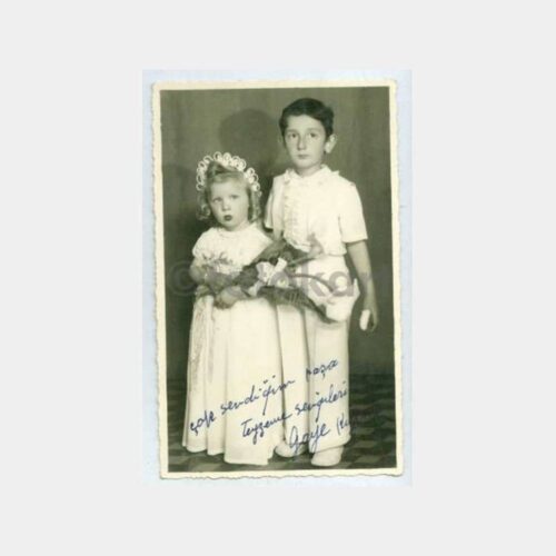 1948 Foto Milli Gelin Damat Giysili Çocuklar Fotoğraf