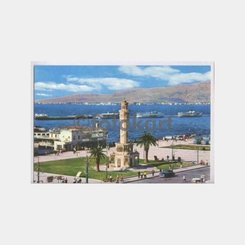İzmir Saat Kulesi Konak Genel Görünüş Kartpostal