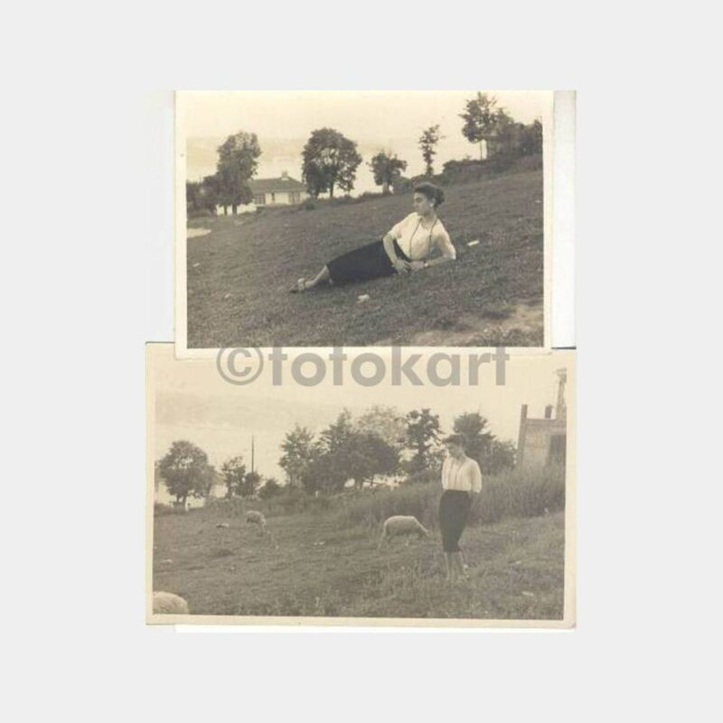Boğaz Sırtlarında Kadın İki Adet Fotoğraf