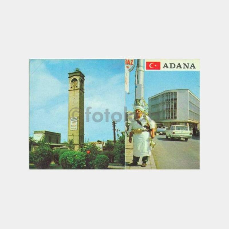 Adana Saat Kulesi ve Şerbetçi Konulu Kartpostal