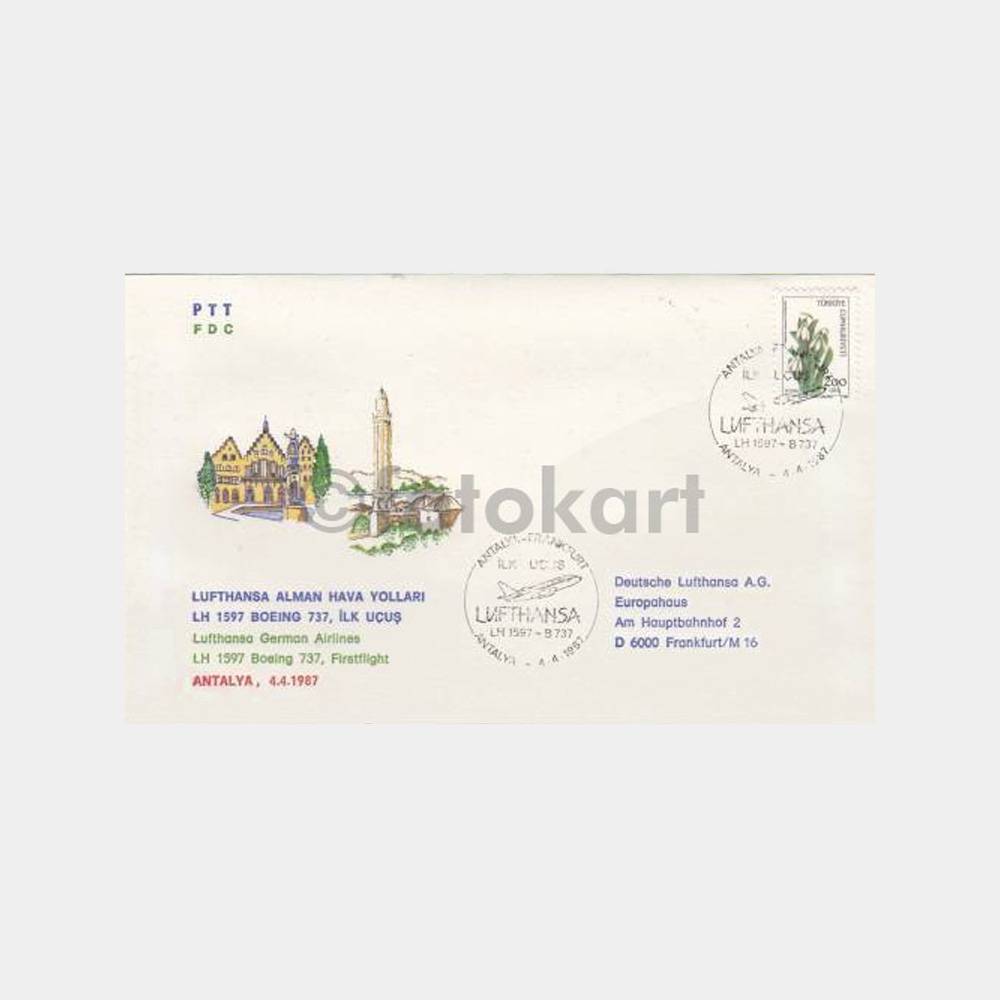 1987 Lufthansa Antalya-Frankfurt İlk Uçuş FDC