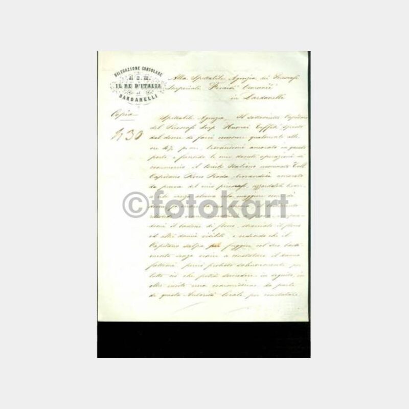 1867 Çanakkale İtalya Konsolosluğu Yazısı