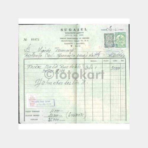 1981 Kadıköy Sugazel Şti. Buzdolabı Faturası