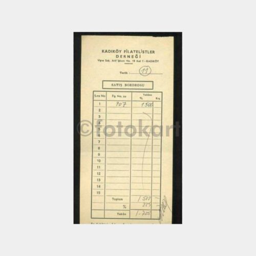 Kadıköy Filatelistler Pey Bordrosu