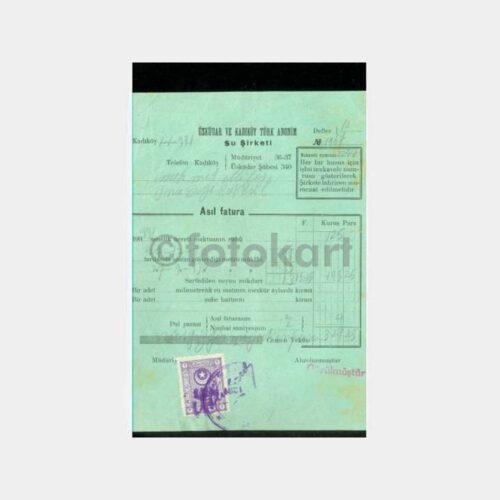 1931 Üsküdar ve Kadıköy Su Şirketi Faturası